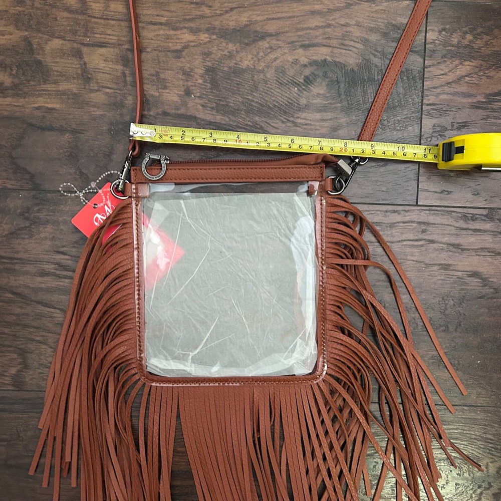Montana West Clear Crossbody Bag Women Small Cognac Fringe Western Stadium Bag - Picture 6 of 7